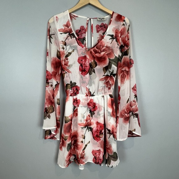 Show Me Your MuMu Dresses & Skirts - Show Me Your Mumu Runaway Mini Dress Rose Print Semi Sheer Size M